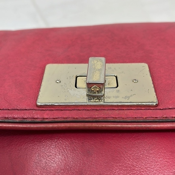 Kate Spade New York Pink Leather Front Flap Turn Lock Shoulder Bag - Picture 6 of 14